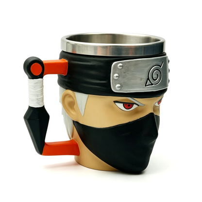 Naruto Shippuden Character 3D Sculpted Mug, Stainless Steel Lined Anime Coffee Cup, Collectible Anime Drinkware for Fan