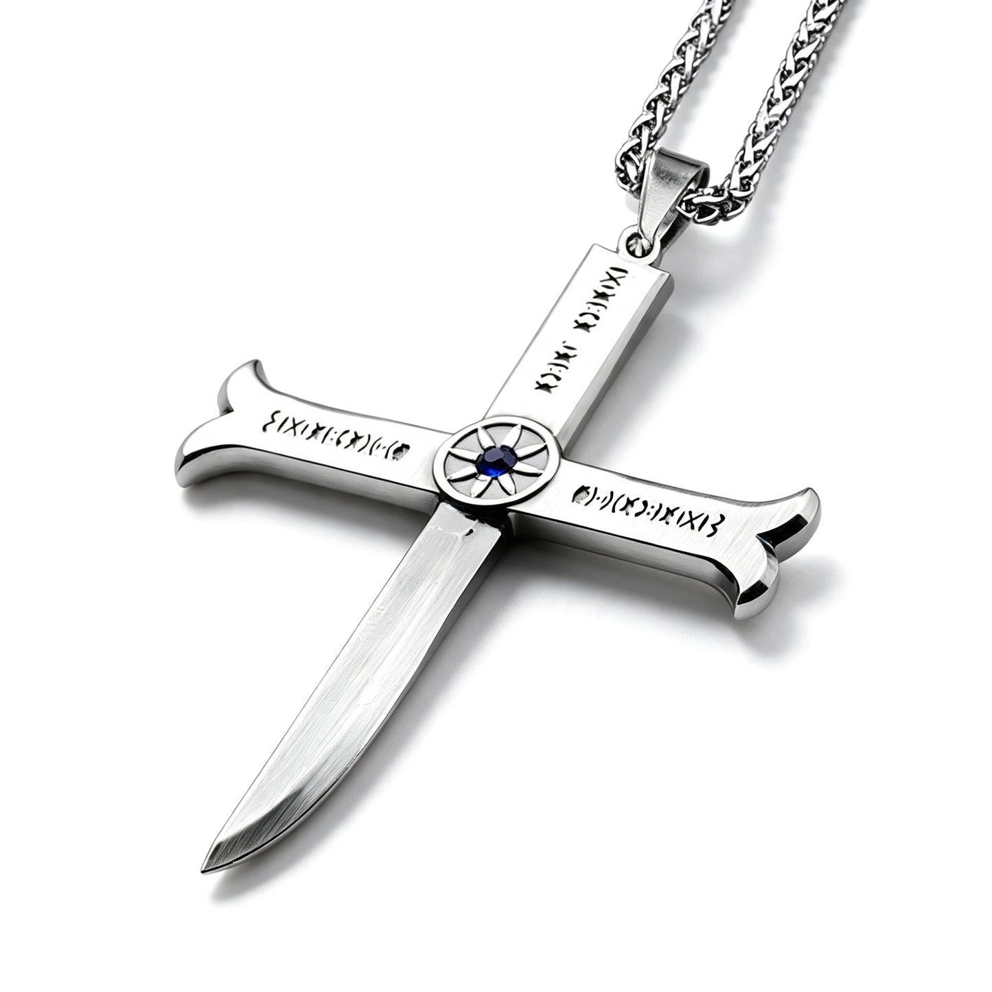 One Piece Dracule Mihawk Anime Cross Sword Pendant Necklace & Keychain, Detachable Blade Titanium Steel Jewelry 2 Colors Anime Character Collectible Accessory Set