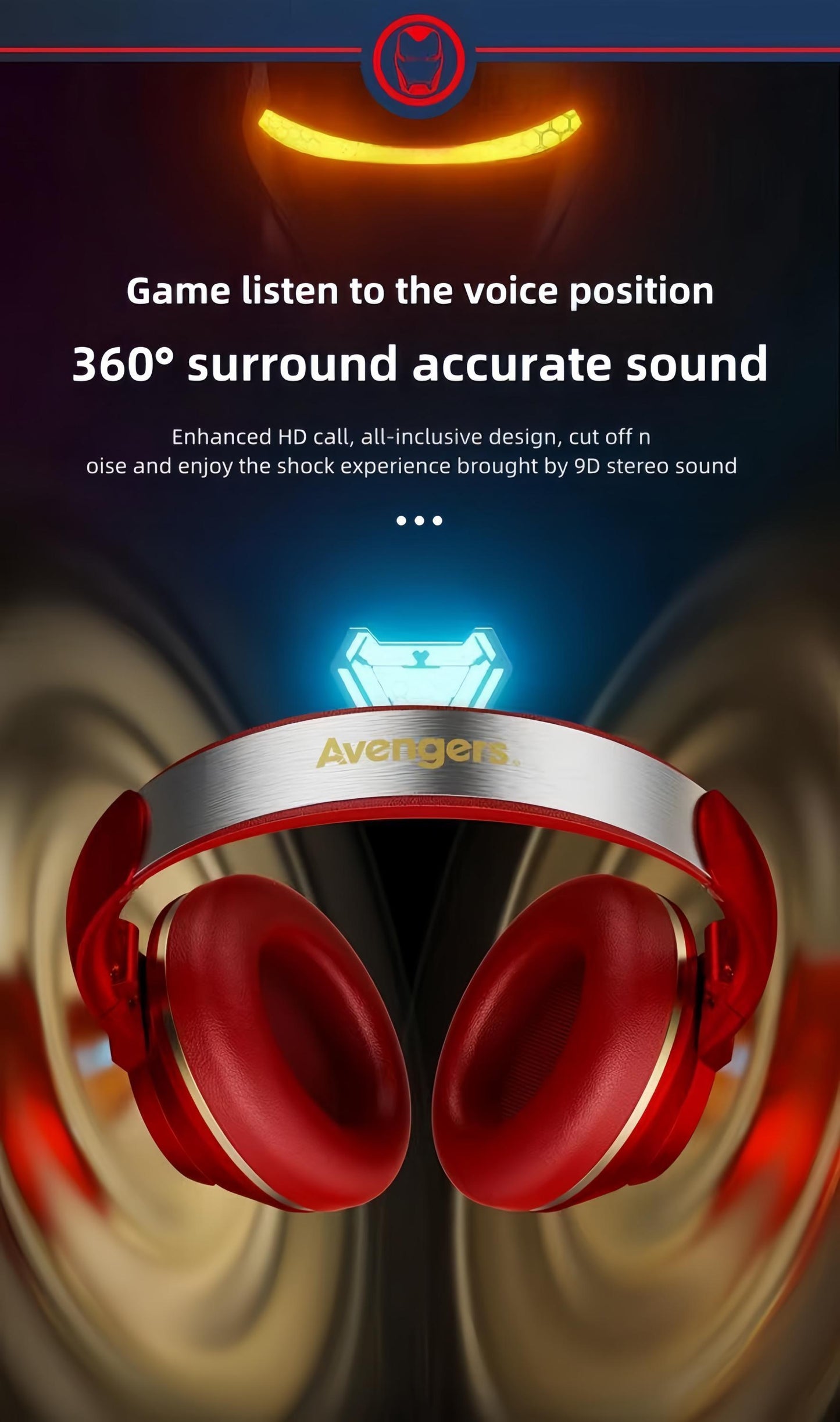 Marvel Iron Man Captain America Over Ear Bluetooth 5.3 Gaming Headphones, Low Latency Headset with Microphone Foldable Comfortable Earpads for Game Music