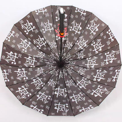 Demon Slayer Tanjiro Zenitsu Shinobu Katana Sword Handle Umbrella, Anime Pattern Windproof Straight Rain Sun Umbrella