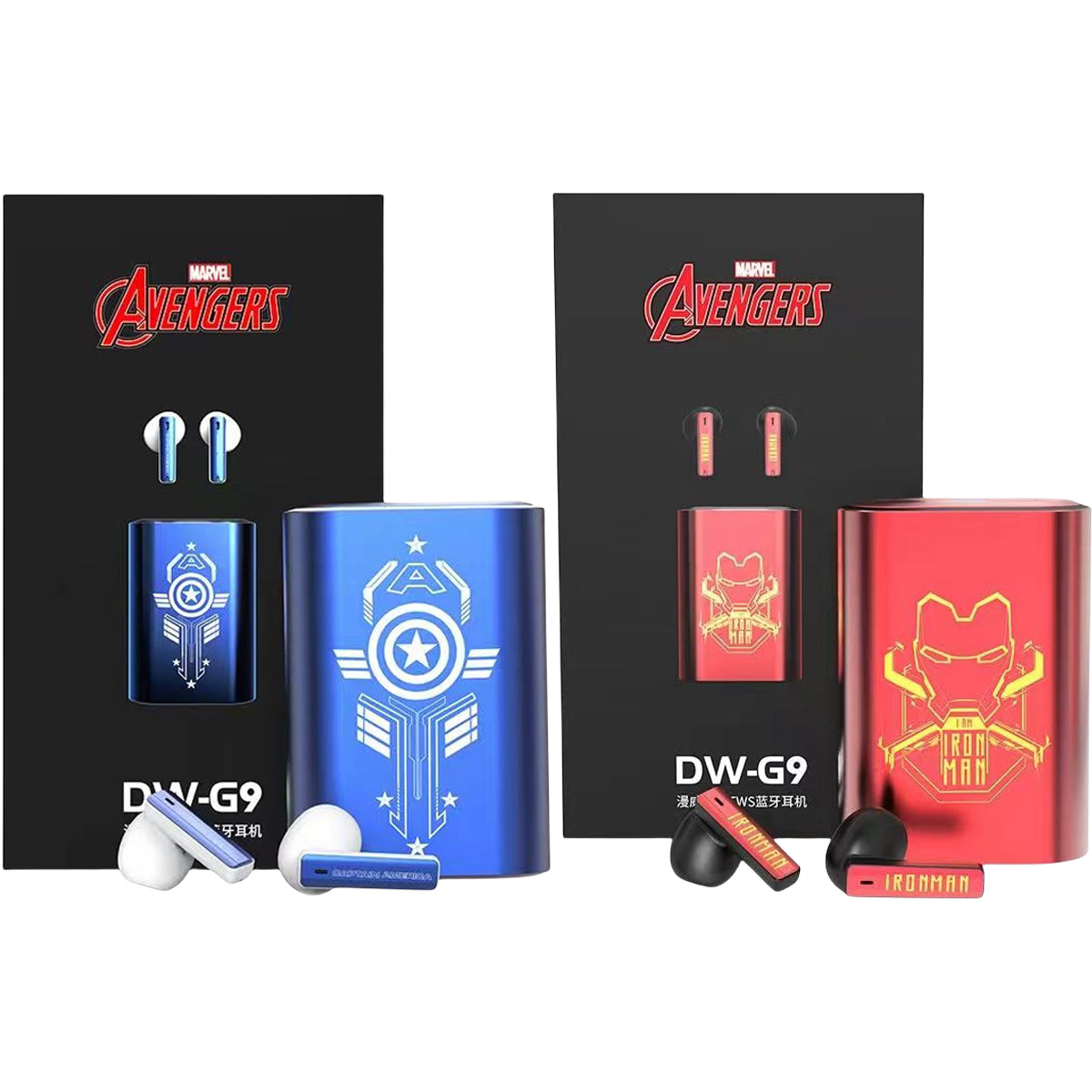 Marvel Iron Man Captain America TWS Gaming Bluetooth Earbuds, Mechanical Pop-Up RGB Light ENC Noise Cancelling Wireless Headphones Dual Game Music Mode