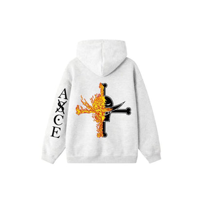 One Piece Portgas D Ace Oversized Hoodie, Fire Fist Ace Anime Graphic Pullover Hoodie