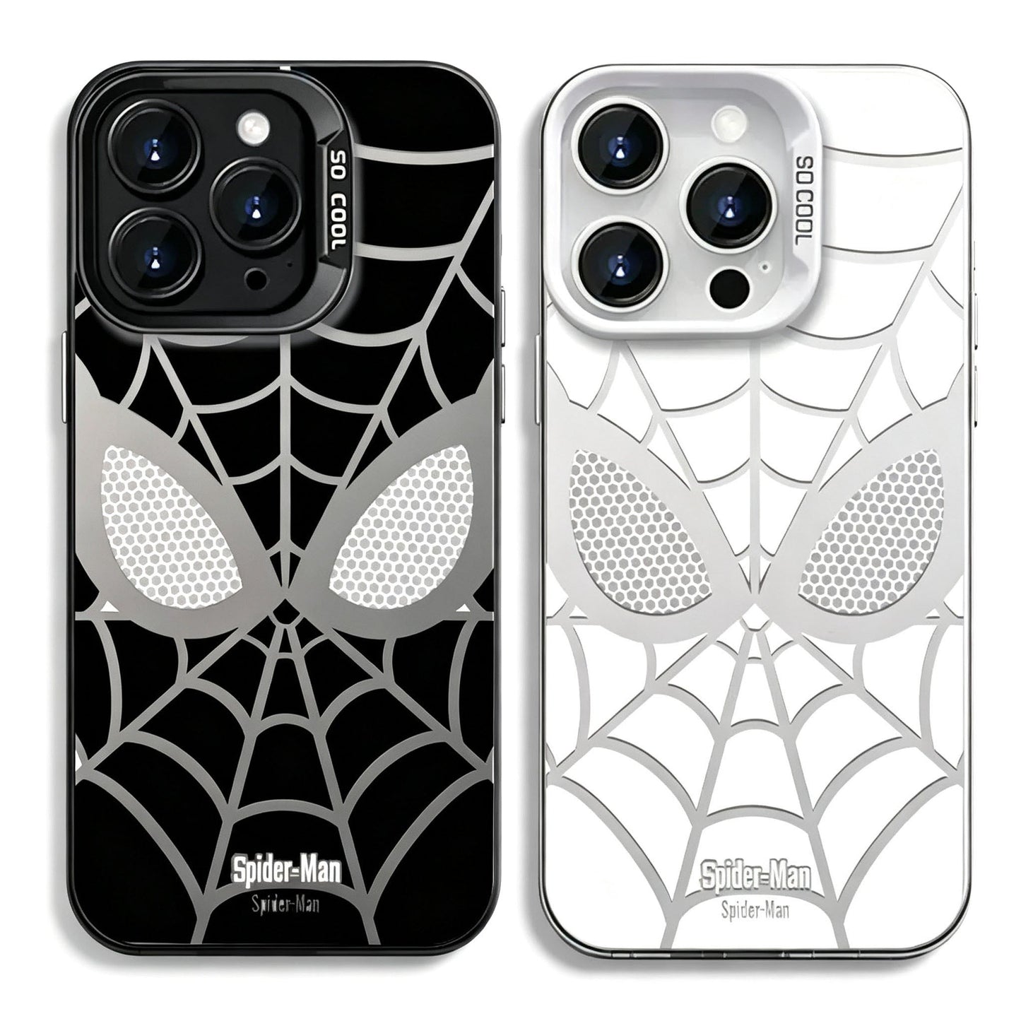 Marvel Spider-Man Mask Web Pattern Phone Case 2 Colors Glossy Anti-Fingerprint Camera Protective Slim Shockproof Comfort Grip Protective Cover For iPhone Series