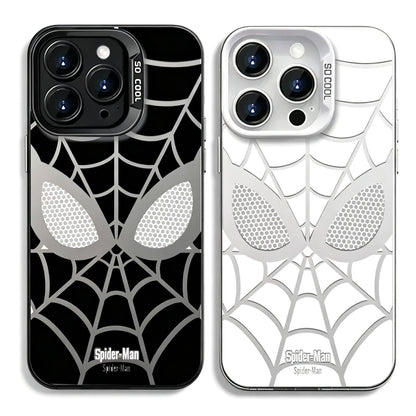 Marvel Spider-Man Mask Web Pattern Phone Case 2 Colors Glossy Anti-Fingerprint Camera Protective Slim Shockproof Comfort Grip Protective Cover For iPhone Series