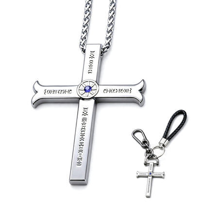 One Piece Dracule Mihawk Anime Cross Sword Pendant Necklace & Keychain, Detachable Blade Titanium Steel Jewelry 2 Colors Anime Character Collectible Accessory Set