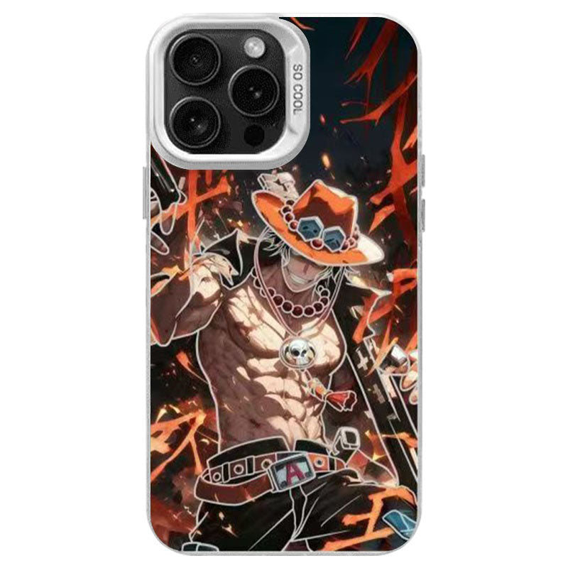 One Piece Portgas D Ace Phone Case Cool Anime Print Raised Lens Protection Shockproof Soft TPU Protective Cell Phone Cover For Iphone