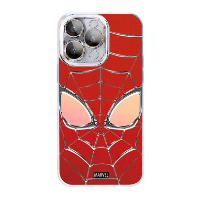 Marvel Spider‑Man Removable Lens Frame Phone Case, 3‑In‑1 Camera Lens Protection Shockproof Airbag Bumper Cover For Multiple Smartphone Models, Cool Red Web Pattern Protective Phone Case For Fans