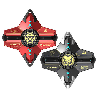 Marvel Iron‑Man Black Panther Spinner Wireless Bluetooth 5.3 Earbuds Fidget Spinner Toy Charging Case Stereo Gaming Headphones With Colorful LED Light For Anime Fans