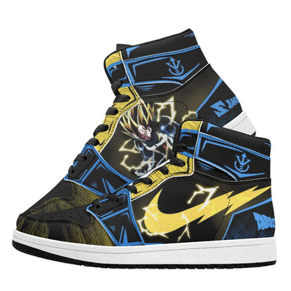 Dragon Ball Z Vegeta Super Saiyan Anime High Top Sneakers, Custom Print Anime Character Casual Skate Shoes Breathable Memory Foam Walking Sneaker For Men Women