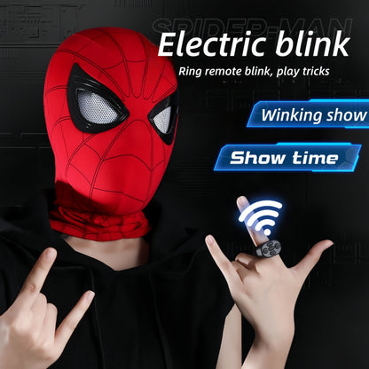 Marvel Spider‑Man Gwen Stacy Miles Morales Electric Mask LED Light Movable Eyes Remote Control Ring Lycra Full Face Helmet Cosplay Costume Prop Multiple Styles For Halloween Anime Fans