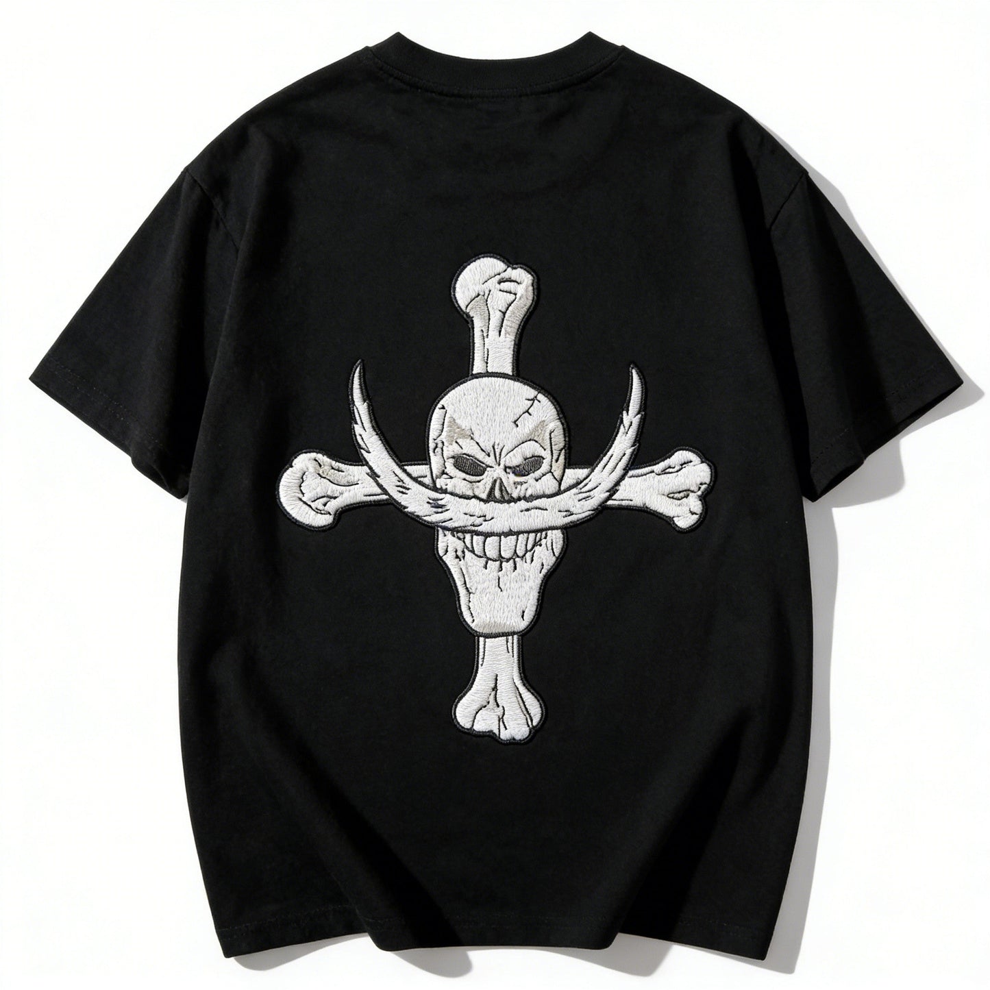 One Piece Whitebeard Edward Newgate Embroidered T-Shirt, Anime Oversized Cotton Tee