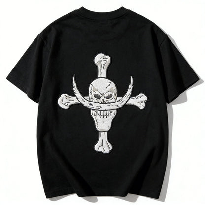 One Piece Whitebeard Edward Newgate Embroidered T-Shirt, Anime Oversized Cotton Tee