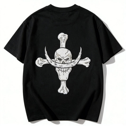 One Piece Whitebeard Edward Newgate Embroidered T-Shirt, Anime Oversized Cotton Tee