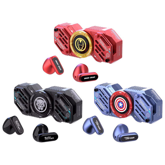 Marvel Iron Man DW-G11 Fidget Spinner Wireless Bluetooth Earbuds, Zinc Alloy Stress Relief Fidget Toy Bluetooth 5.4 Gaming Headphones Touch Control Type-C Fast Charging Collectible Gift for Men Fans