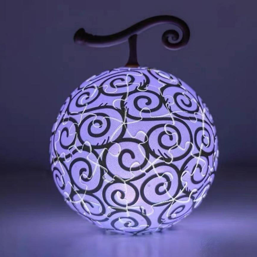 One Piece Monkey D. Luffy Devil Fruit 3D Puzzle Night Light USB Rechargeable LED Ambient Lamp DIY Assembly Sphere Light Bedroom Decor Gift For Anime Fans