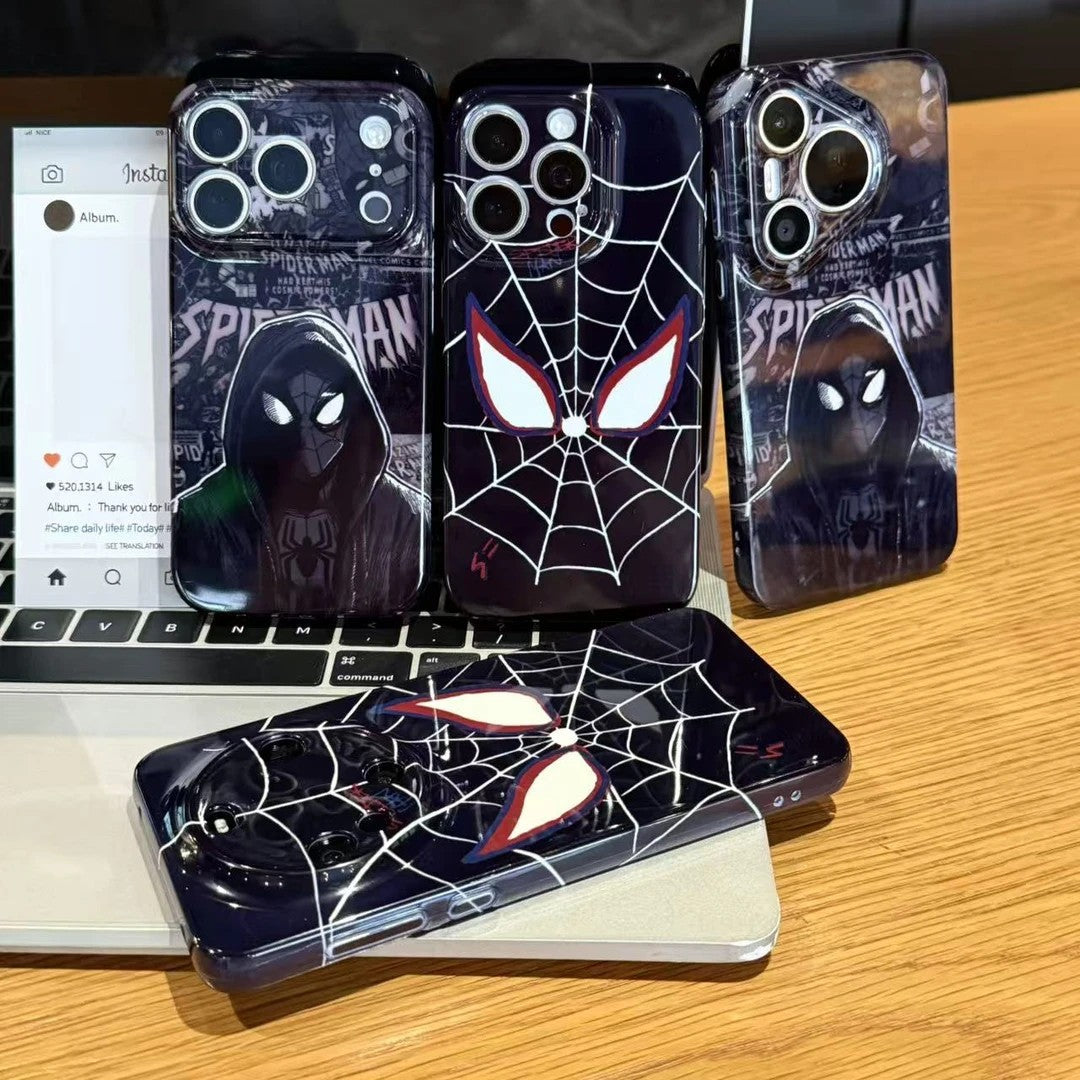 Marvel Spider‑Man Phone Case, Cool Spider Web Eyes Comic Print Glossy Hard Cover, Shockproof Protective Phone Case For iPhone, Stylish Anime Character Pattern Case For Men Women Multiple Design Options