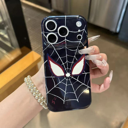 Marvel Spider‑Man Phone Case, Cool Spider Web Eyes Comic Print Glossy Hard Cover, Shockproof Protective Phone Case For iPhone, Stylish Anime Character Pattern Case For Men Women Multiple Design Options
