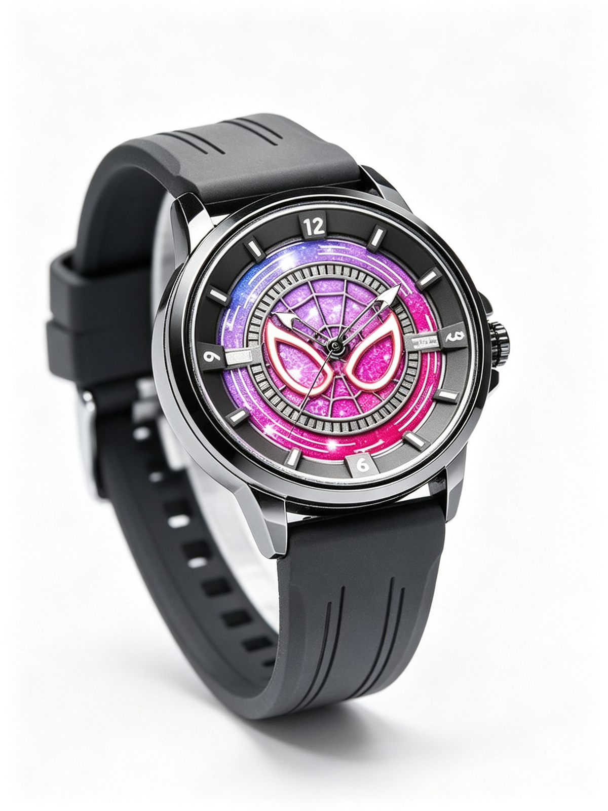 Marvel Spider-Man Quartz Wrist Watch for Men Teens, 2 Colors Silicone Strap Analog Watch, Cool Spider Web Dial Superhero Watch, Gift for Marvel Fans