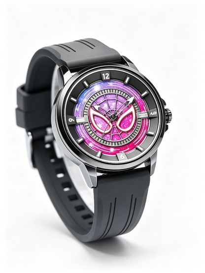 Marvel Spider-Man Quartz Wrist Watch for Men Teens, 2 Colors Silicone Strap Analog Watch, Cool Spider Web Dial Superhero Watch, Gift for Marvel Fans