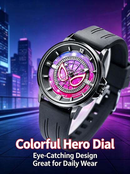 Marvel Spider-Man Quartz Wrist Watch for Men Teens, 2 Colors Silicone Strap Analog Watch, Cool Spider Web Dial Superhero Watch, Gift for Marvel Fans