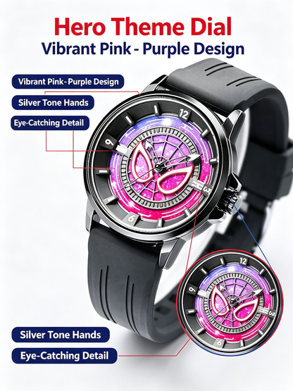 Marvel Spider-Man Quartz Wrist Watch for Men Teens, 2 Colors Silicone Strap Analog Watch, Cool Spider Web Dial Superhero Watch, Gift for Marvel Fans