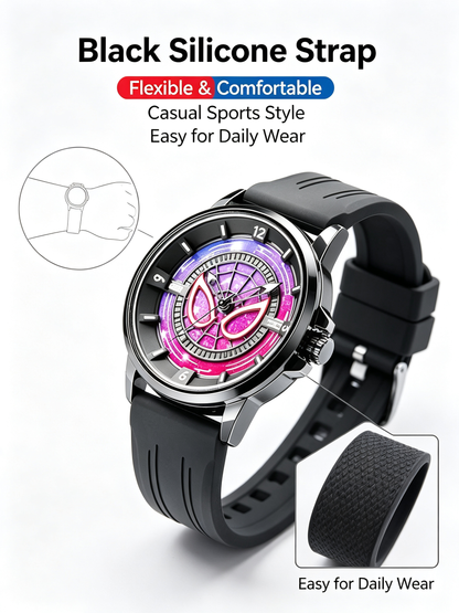 Marvel Spider-Man Quartz Wrist Watch for Men Teens, 2 Colors Silicone Strap Analog Watch, Cool Spider Web Dial Superhero Watch, Gift for Marvel Fans