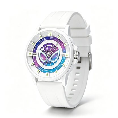 Marvel Spider-Man Quartz Wrist Watch for Men Teens, 2 Colors Silicone Strap Analog Watch, Cool Spider Web Dial Superhero Watch, Gift for Marvel Fans