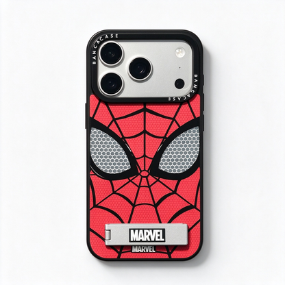 Marvel Spider-Man Phone Case, Red Spider Web Mask Pattern Protective Cover with Kickstand, Shockproof Spider Man Case, Gift for Marvel Superhero Fans