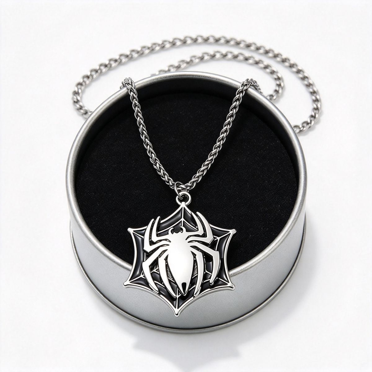 Marvel Spider-Man Pendant Necklace for Men, Vintage Alloy Spider Web Charm Chain, Superhero Spider Symbol Jewelry Gift for Marvel Fans