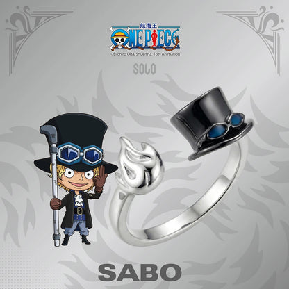 One Piece Anime Adjustable Open Rings Set, 5Pcs Luffy Ace Law Sabo Chopper Themed Ring, Cosplay Jewelry Gift for One Piece Fans