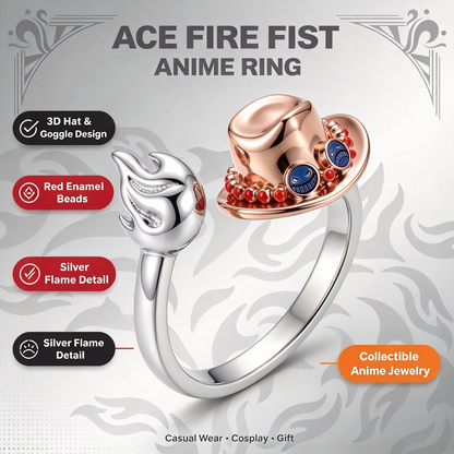 One Piece Anime Adjustable Open Rings Set, 5Pcs Luffy Ace Law Sabo Chopper Themed Ring, Cosplay Jewelry Gift for One Piece Fans
