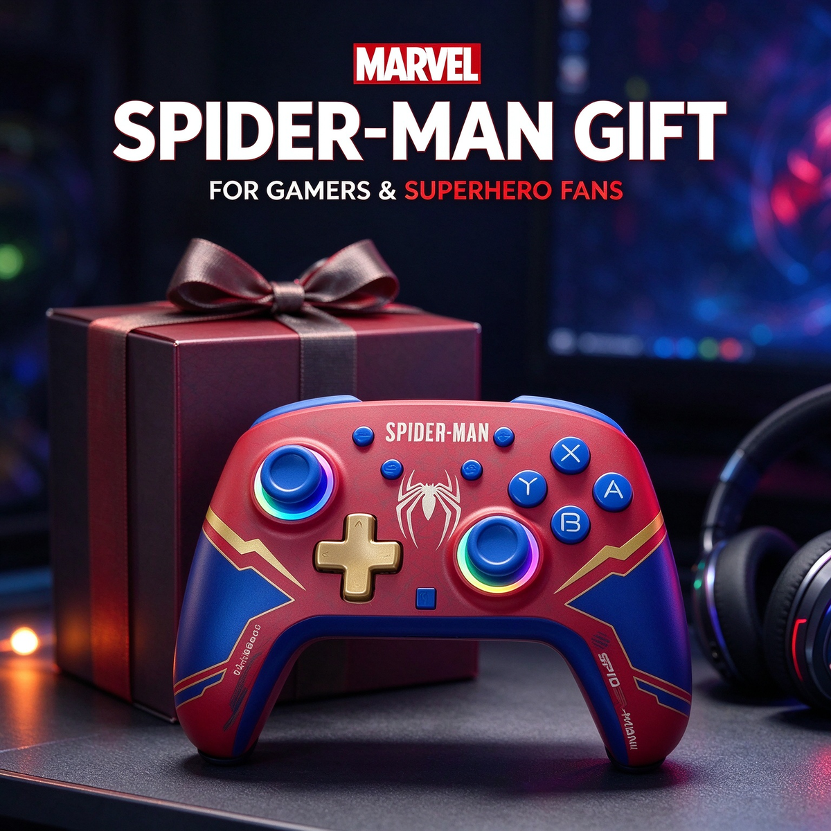 Spider-Man Wireless Controller Bundle,Superhero Gamepad Gift for Marvel Fans