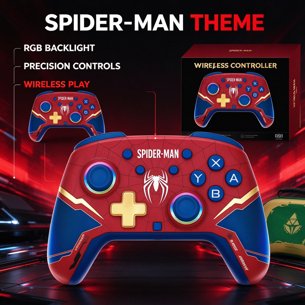 Spider-Man Wireless Controller Bundle,Superhero Gamepad Gift for Marvel Fans