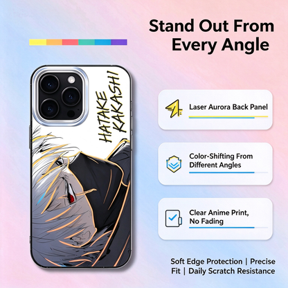 Naruto Hatake Kakashi Phone Case, Clear Anime Shockproof Protective Cover, Manga Character Printed Case for iPhone, Gift for Naruto Fans