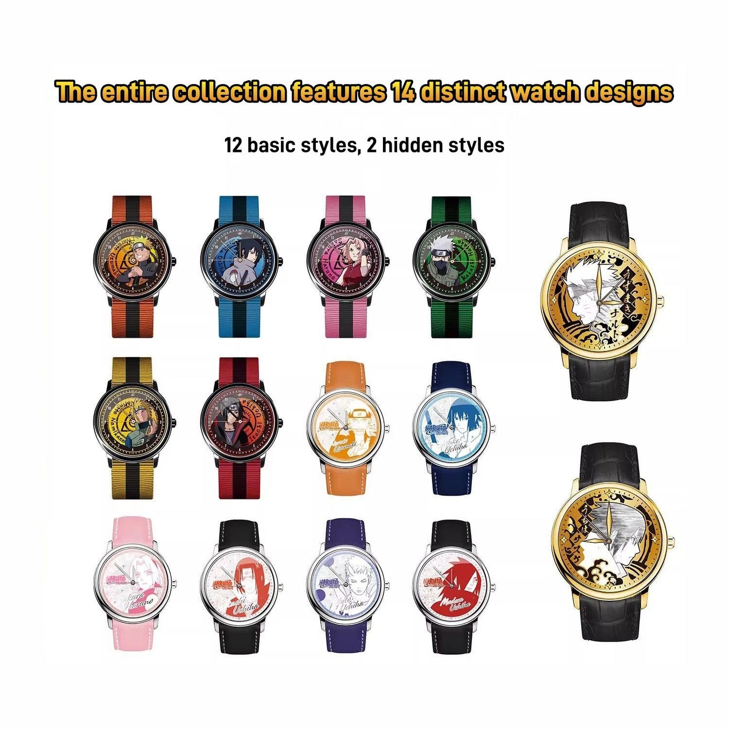Naruto Uzumaki Sasuke Uchiha Anime Watch Blind Box, Naruto Shippuden Collectible Waterproof Quartz Watch