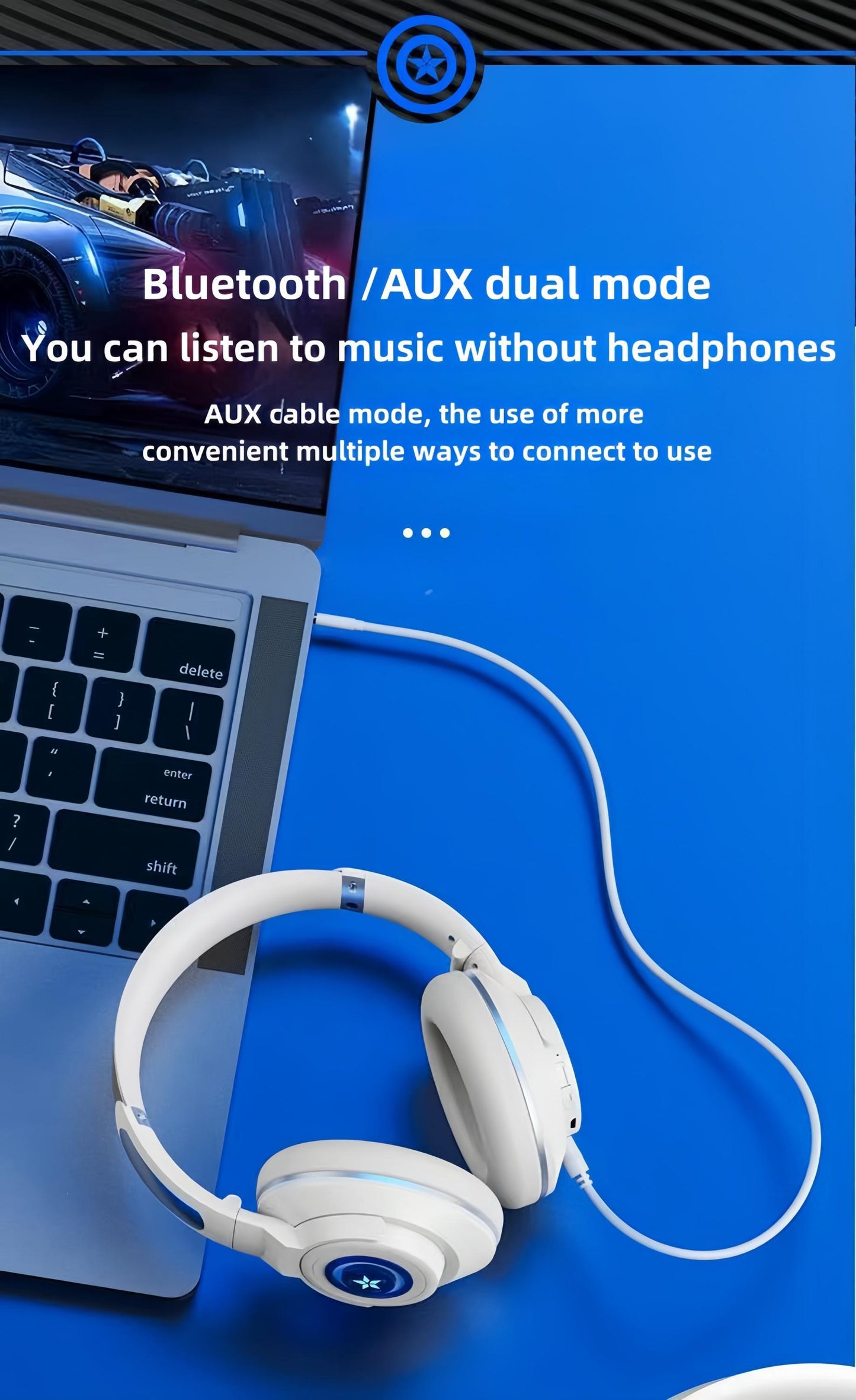 Marvel Iron Man Captain America Over Ear Bluetooth 5.3 Gaming Headphones, Low Latency Headset with Microphone Foldable Comfortable Earpads for Game Music