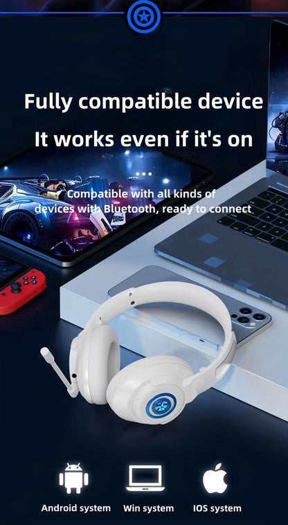 Marvel Iron Man Captain America Over Ear Bluetooth 5.3 Gaming Headphones, Low Latency Headset with Microphone Foldable Comfortable Earpads for Game Music