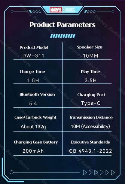 Marvel Iron Man Captain America Fidget Spinner TWS Bluetooth 5.4 Earbuds, Zinc Alloy Mecha Magnetic Flip Wireless Earphones