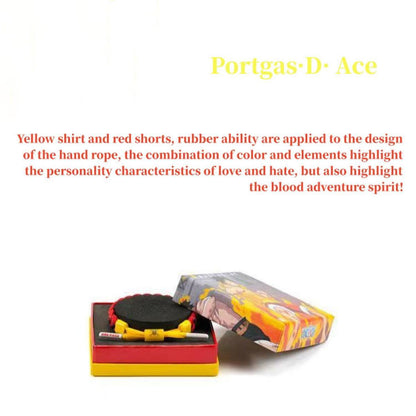 One Piece Monkey D Luffy Portgas D Ace Anime Braided Wrist Bracelet, Adjustable Rope Bracelet Anime Character Themed Jewelry Collectible Gift Box Set