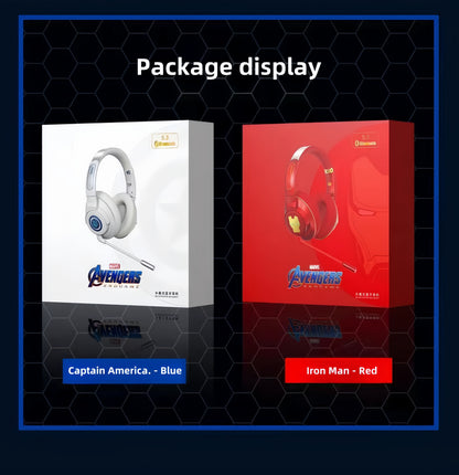 Marvel Iron Man Captain America Over Ear Bluetooth 5.3 Gaming Headphones, Low Latency Headset with Microphone Foldable Comfortable Earpads for Game Music