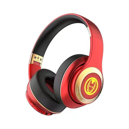 Marvel Iron Man Captain America Over‑Ear Bluetooth Headphones, RGB LED Light Gaming Headset, Bluetooth 5.3, 60MS Low Latency, 40MM Driver, Foldable Wireless Wired Mode Headphones for Game Music