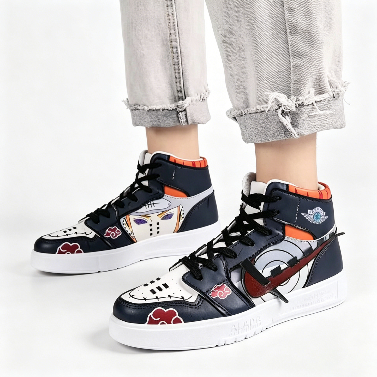 Naruto Pain Yahiko Anime High Top Sneakers, Akatsuki Graphic Casual Streetwear Shoes