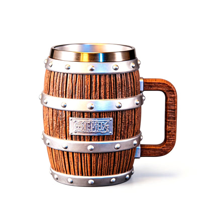 One Piece Luffy Ace Barrel Mug, 304 Stainless Steel Pirate Beer Stein Anime Coffee Cup