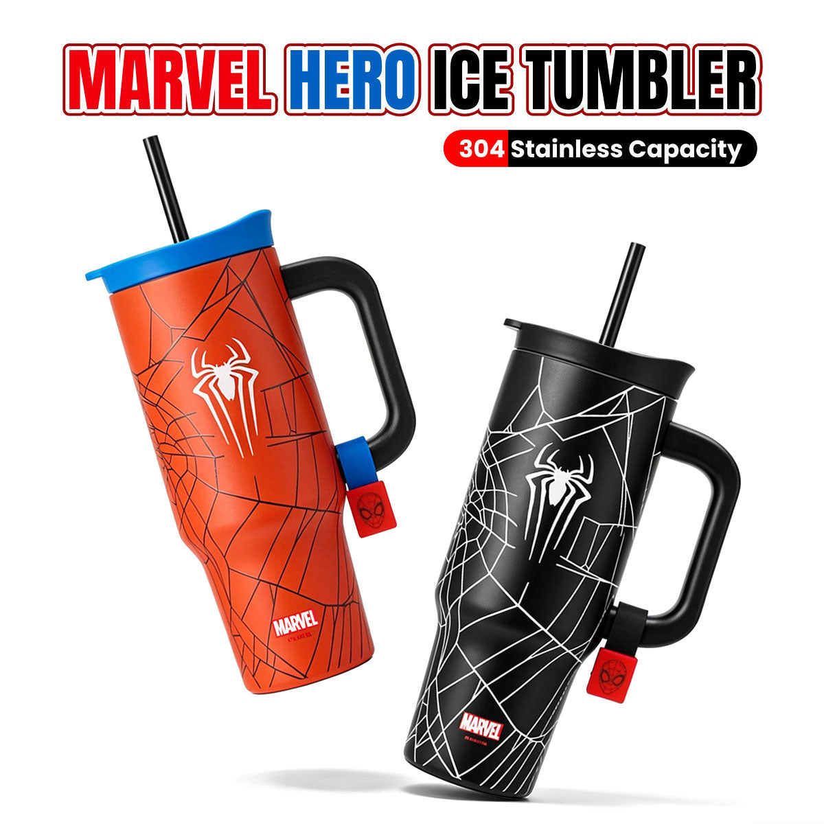 Marvel Spider‑Man Venom 32oz Stainless Steel Tumbler With Handle Straw Double Wall Vacuum Insulated Travel Mug Leak‑Proof Large 950ml Water Cup 2 Color Options For Anime Fans