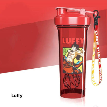One Piece Monkey D Luffy Roronoa Zoro Anime Blind Box Shaker Bottle, 800ml Leakproof BPA Free PCTG Protein Mixing Cup with Mixing Ball & Lanyard