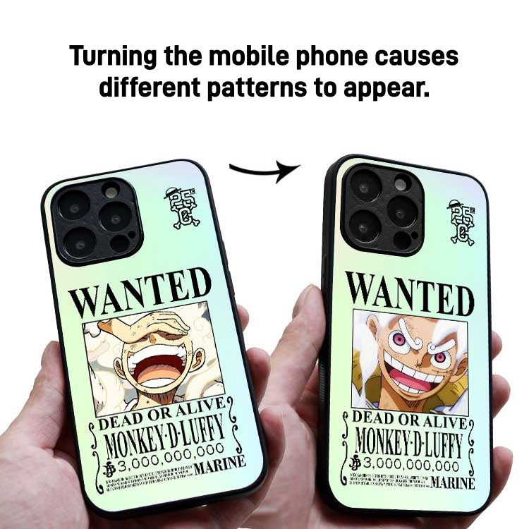 One Piece Monkey D. Luffy 3D Lenticular Phone Case Nika Wanted Poster Dynamic Changing Pattern Shock‑Absorbing Soft Protective Cell Phone Cover For iPhone
