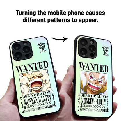 One Piece Monkey D. Luffy 3D Lenticular Phone Case Nika Wanted Poster Dynamic Changing Pattern Shock‑Absorbing Soft Protective Cell Phone Cover For iPhone