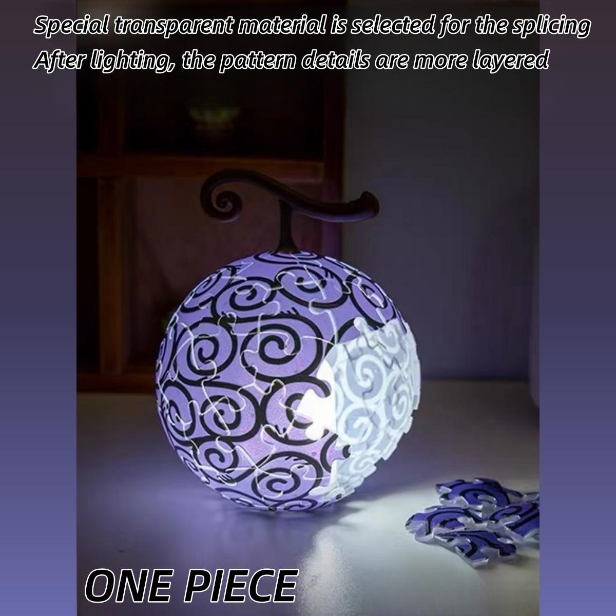 One Piece Monkey D. Luffy Devil Fruit 3D Puzzle Night Light USB Rechargeable LED Ambient Lamp DIY Assembly Sphere Light Bedroom Decor Gift For Anime Fans