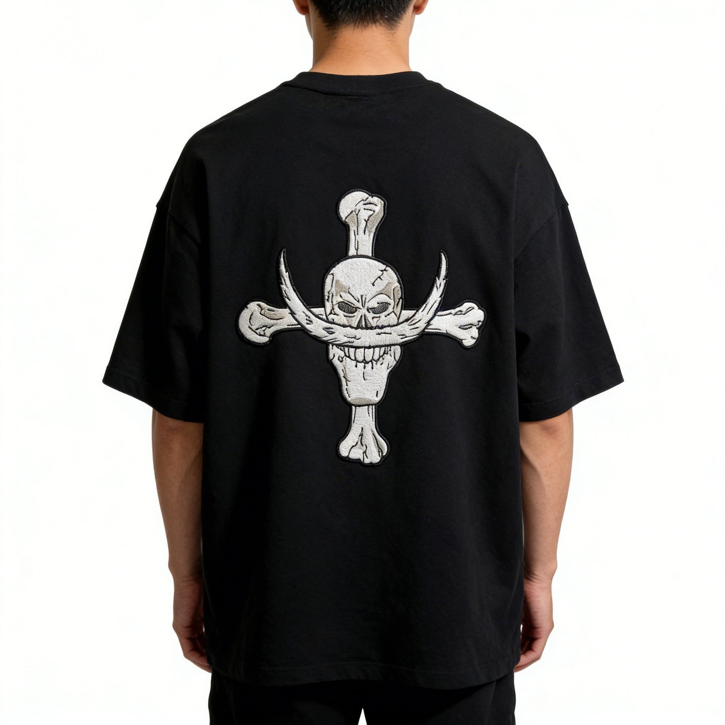 One Piece Whitebeard Edward Newgate Embroidered T-Shirt, Anime Oversized Cotton Tee