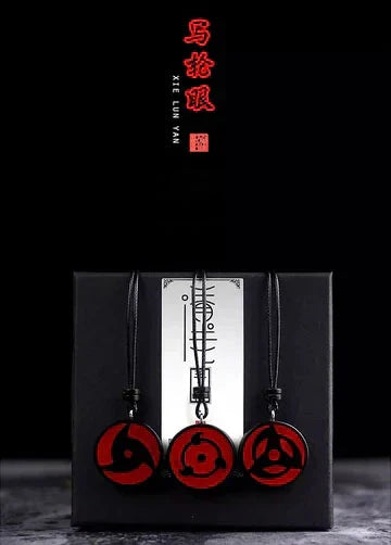 Hand-carved natural sandalwood Sharingan Necklace pendant set